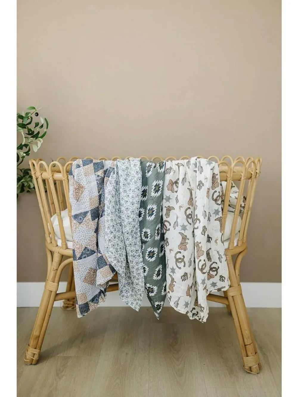 Soft Neutral Aztec Muslin Swaddle Blanket for Baby, Comfy Wrap 0-3 Months